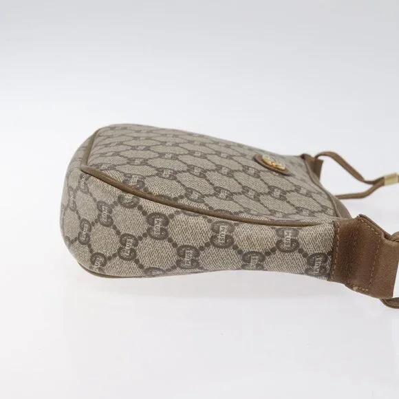 GUCCI GG Plus Supreme Shoulder Bag PVC Beige Auth